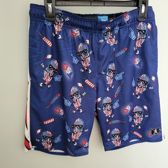 Lacrosse Unlimited Mens USA Number 1 Lacrosse Shorts Medium Patriotic‎ 4th July - Picture 2 of 9